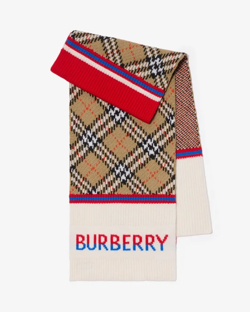 Burberry Wollschal in Check Sand-beige