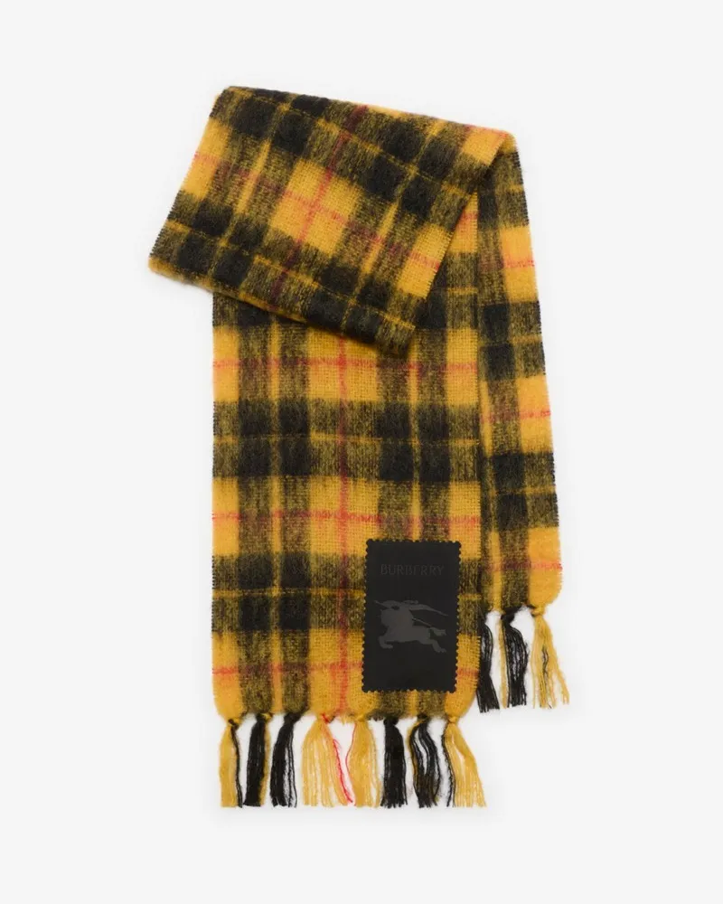 Burberry Mohair-Wollschal mit Karomuster Crown-gelb