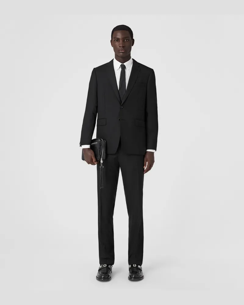 Burberry Elegante Wollhose in schmaler Passform Schwarz