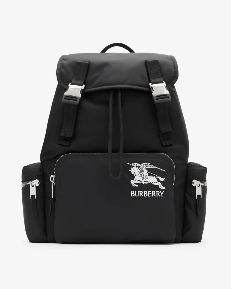 Burberry Rucksack mit Knight-Logo und Clip-Verschluss Black