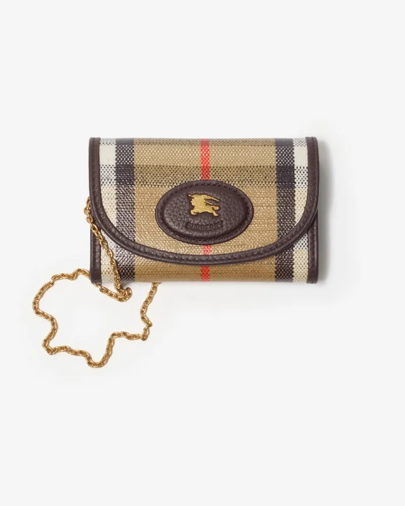 Burberry Kartenetui „Highlands“ mit Kettenriemen Sand-beige