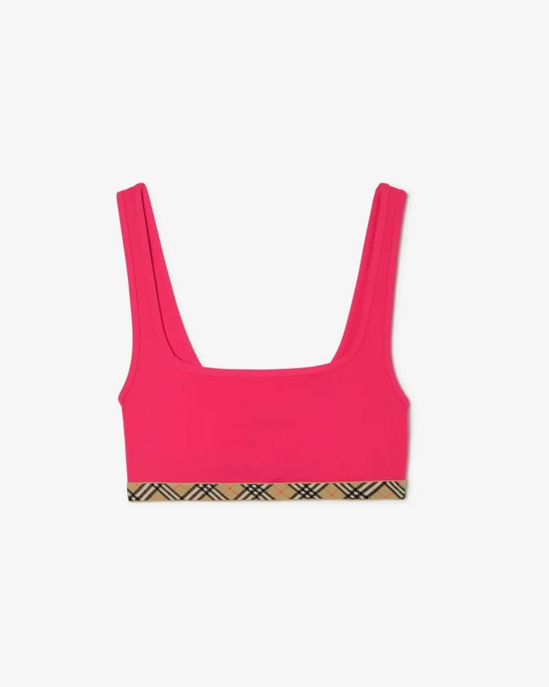 Burberry Bikinioberteil mit Check-Besatz , Size Jam-rot