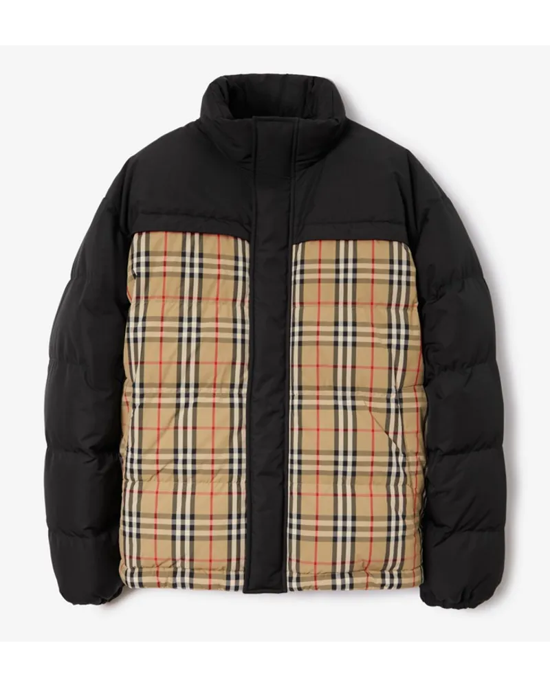 Burberry Wendbare wattierte Jacke mit Check Vintage-beige