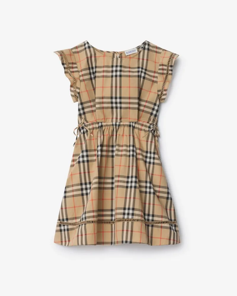 Burberry Baumwollkleid in Check , Size Sand-beige