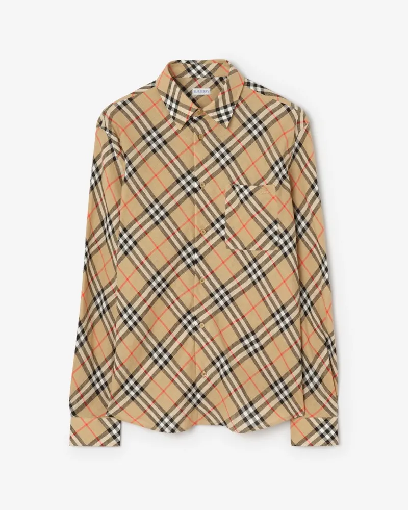 Burberry Legeres Leinenhemd in Check , Size Sand
