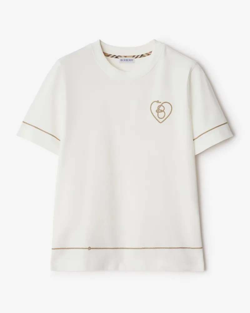 Burberry Baumwoll-T-Shirt mit B-Herz Chalk-weiß