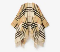Kaschmir-Woll-Cape in kontrastierendem Check