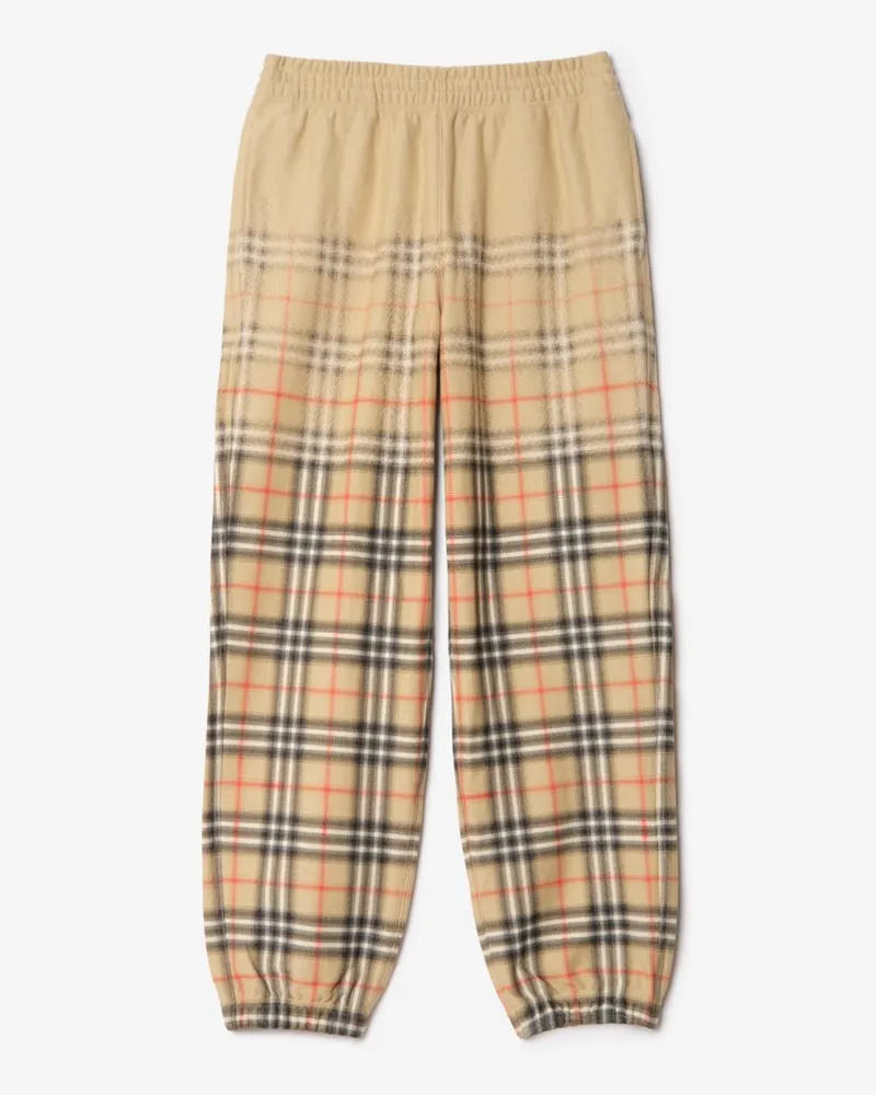 Burberry Baumwoll-Trainingshose in Check mit Farbverlauf , Size Sand-beige