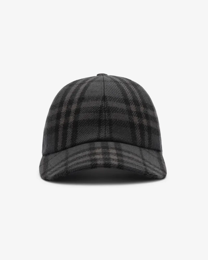 Burberry Woll-Basecap in Check Iron-grau