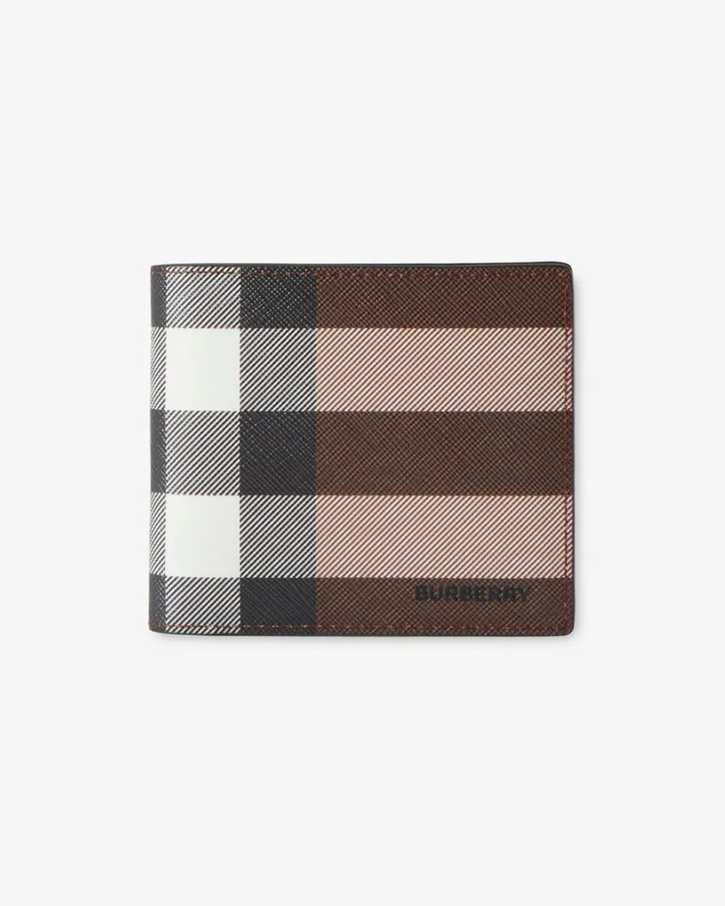 Burberry Faltbrieftasche aus Check-Gewebe und Leder Dunkles