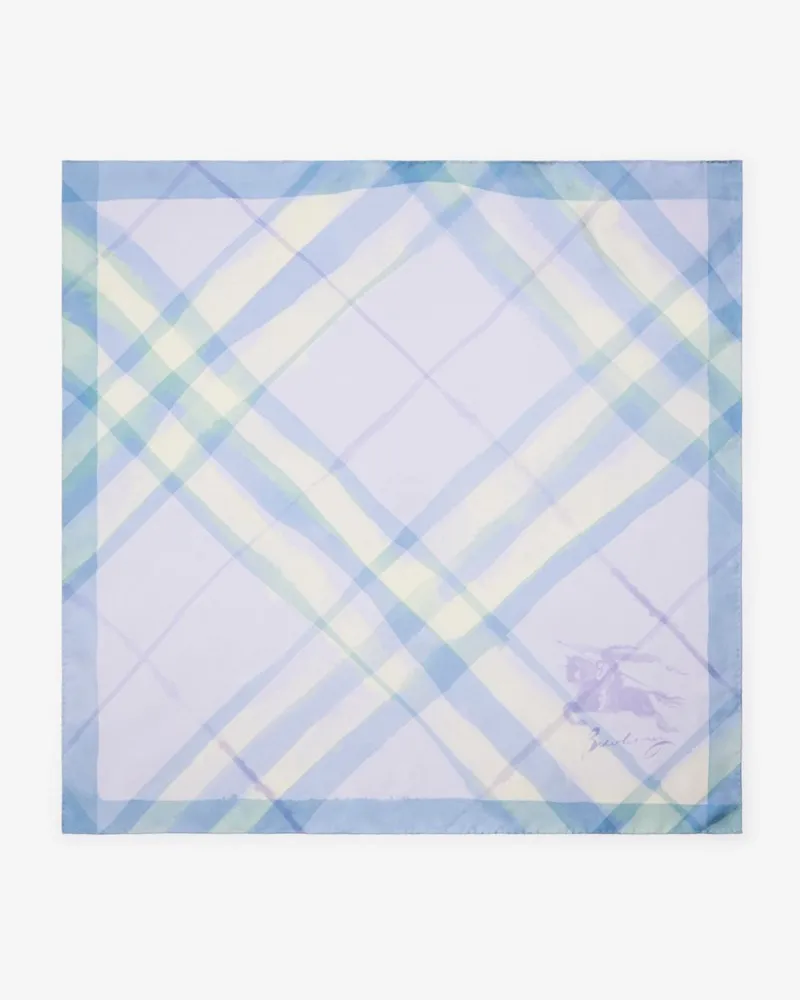 Burberry Seidenschal in Check in Aquarelloptik Lilac-violett