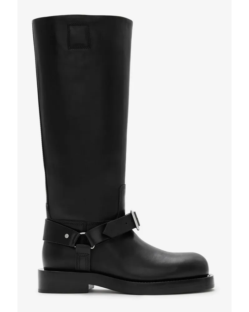 Burberry Lederstiefel „Saddle“ mit hohem Schaft Schwarz