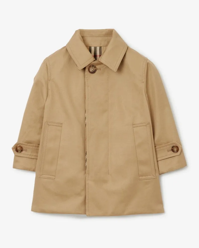 Burberry Wendbarer Car Coat aus Gabardine mit Check Vintage-beige