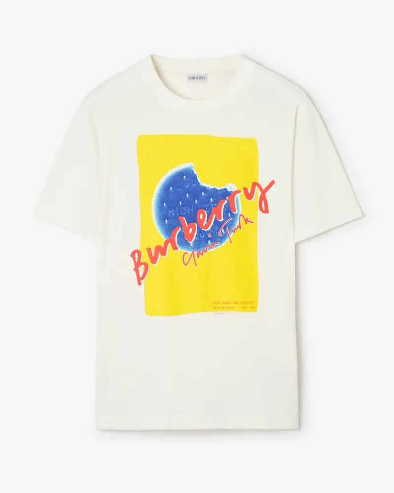Burberry Baumwoll-T-Shirt mit Keksmotiv , Size Chalk