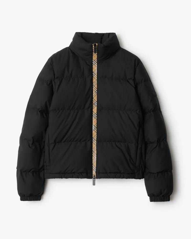 Burberry Wattierte Jacke „Ambleside“ mit Check-Streifen , Size Black
