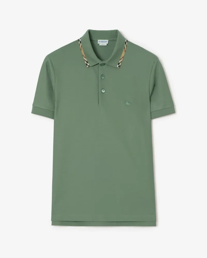 Burberry Baumwoll-Poloshirt mit Karobesatz , Size Willow