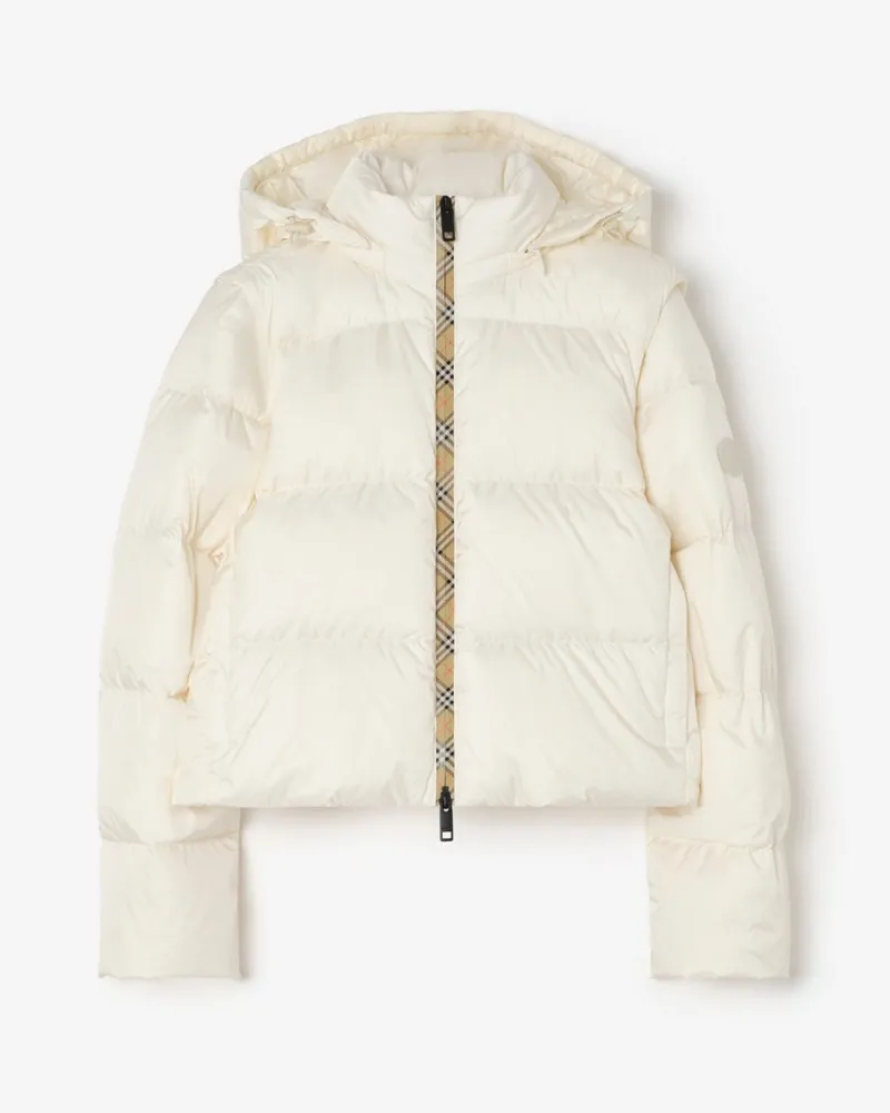 Burberry Wattierte Nylonjacke „Langdale“ mit abnehmbaren Ärmeln , Size Tundra