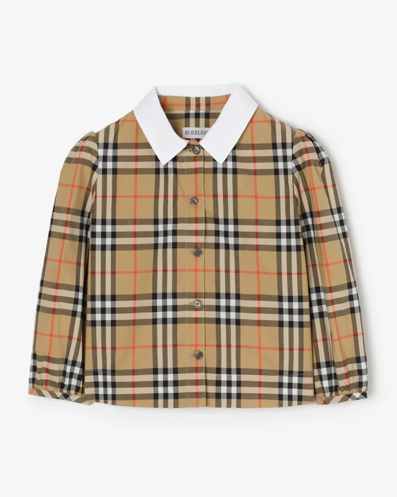 Burberry Baumwollhemd in Check , Size Sand-beige