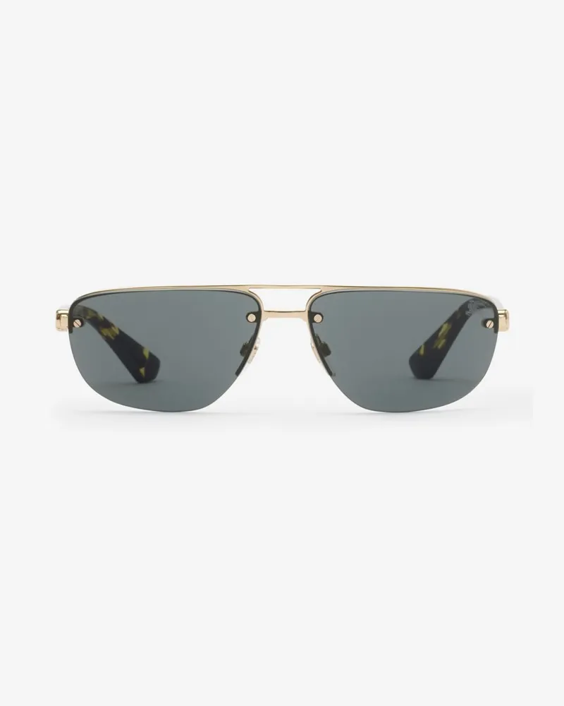 Burberry Rechteckige Sonnenbrille „Metal Shield Gold