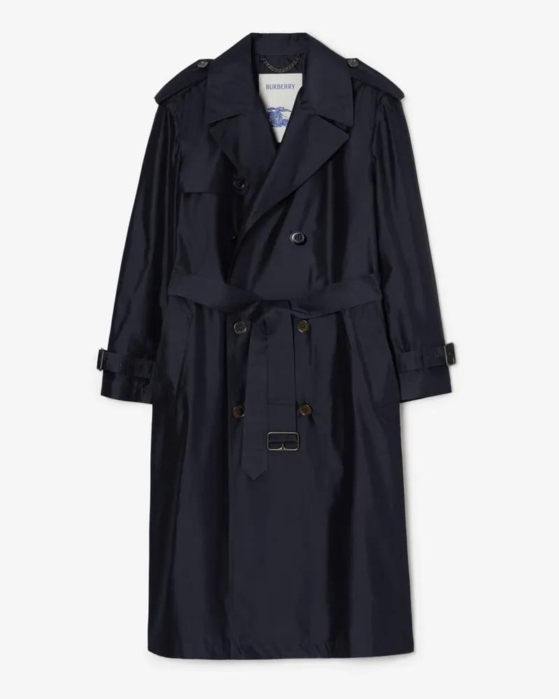 Burberry Langer Trenchcoat „Hoxton“ aus Seide , Size Marineblau