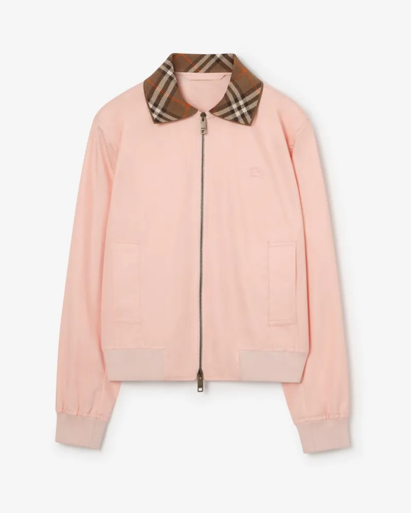 Burberry Cropped-Harrington-Jacke „Hayfield“ aus Tropen-Gabardine , Size Compact-rosa