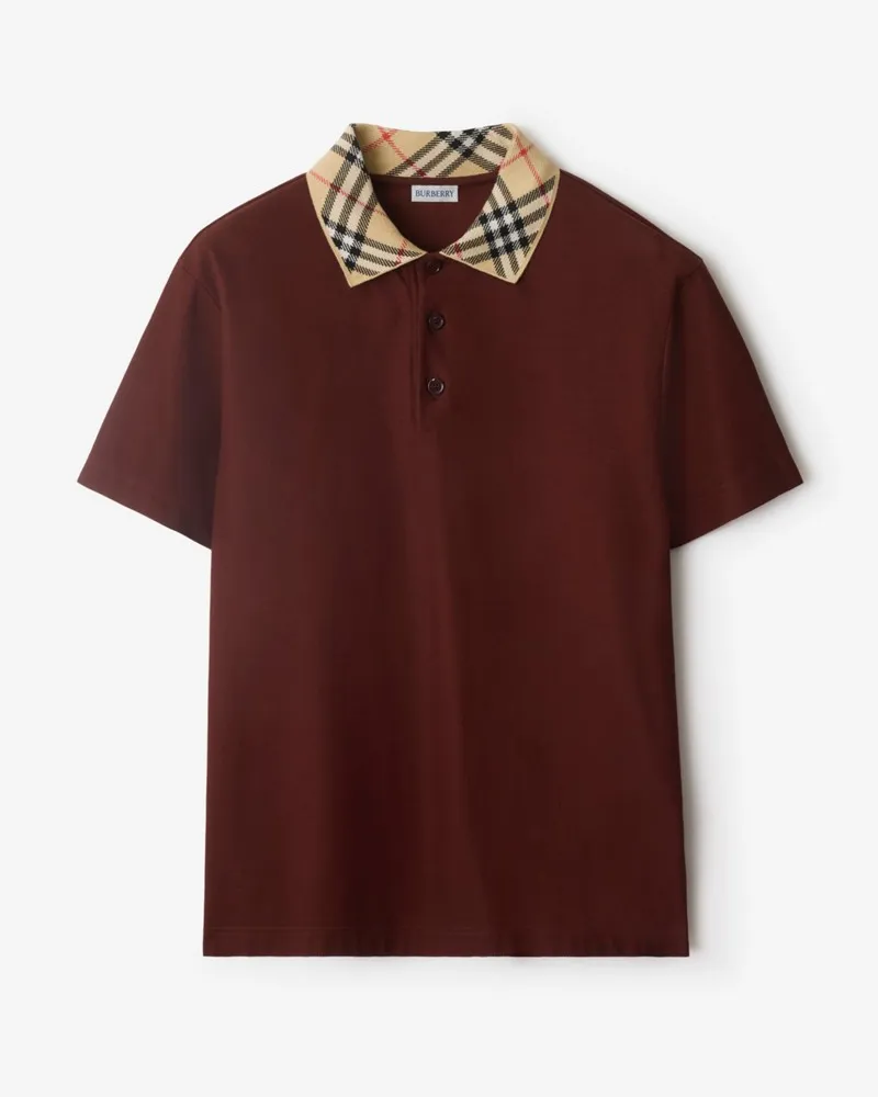 Burberry Baumwoll-Poloshirt mit Check-Kragen , Size Box