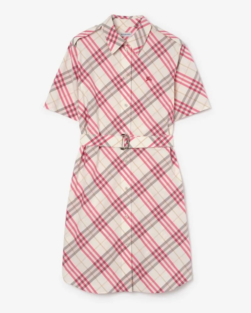 Burberry Baumwoll-Hemdkleid in Check , Size Aubergine-violett