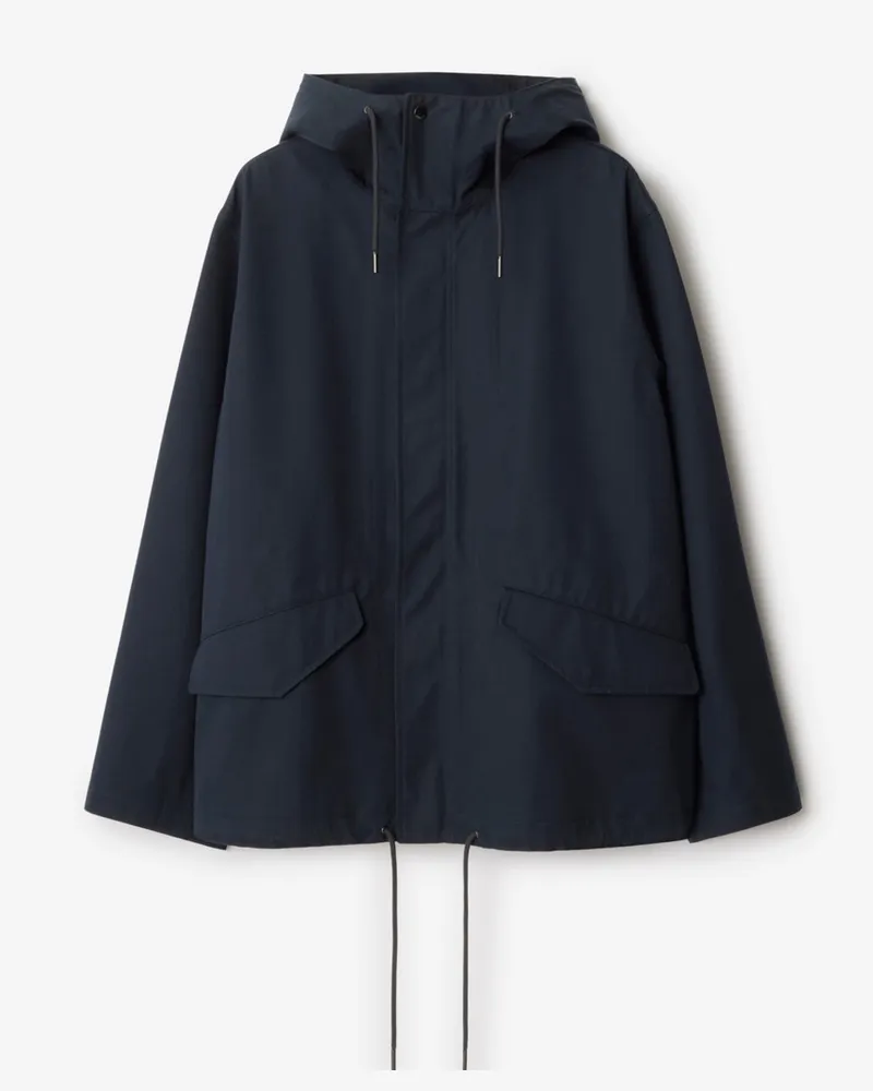Burberry Kurzer Parka aus gebondeter Gabardine Marineblau