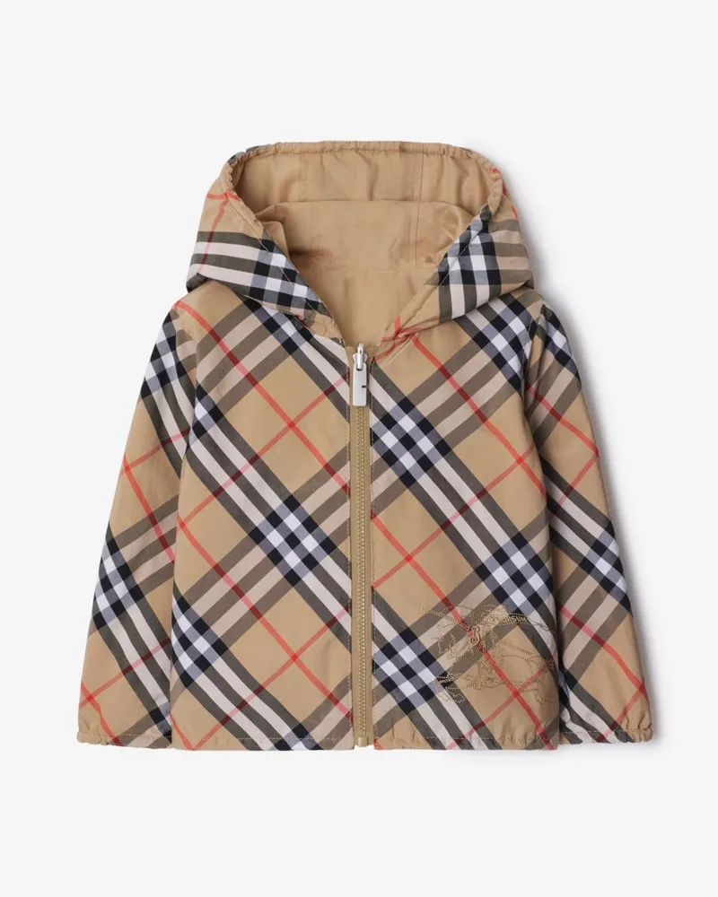 Burberry Wendbare Baumwollmisch-Jacke in Check Sand