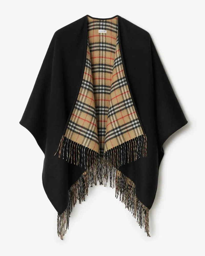 Burberry Wendbares Wollcape mit Check Black