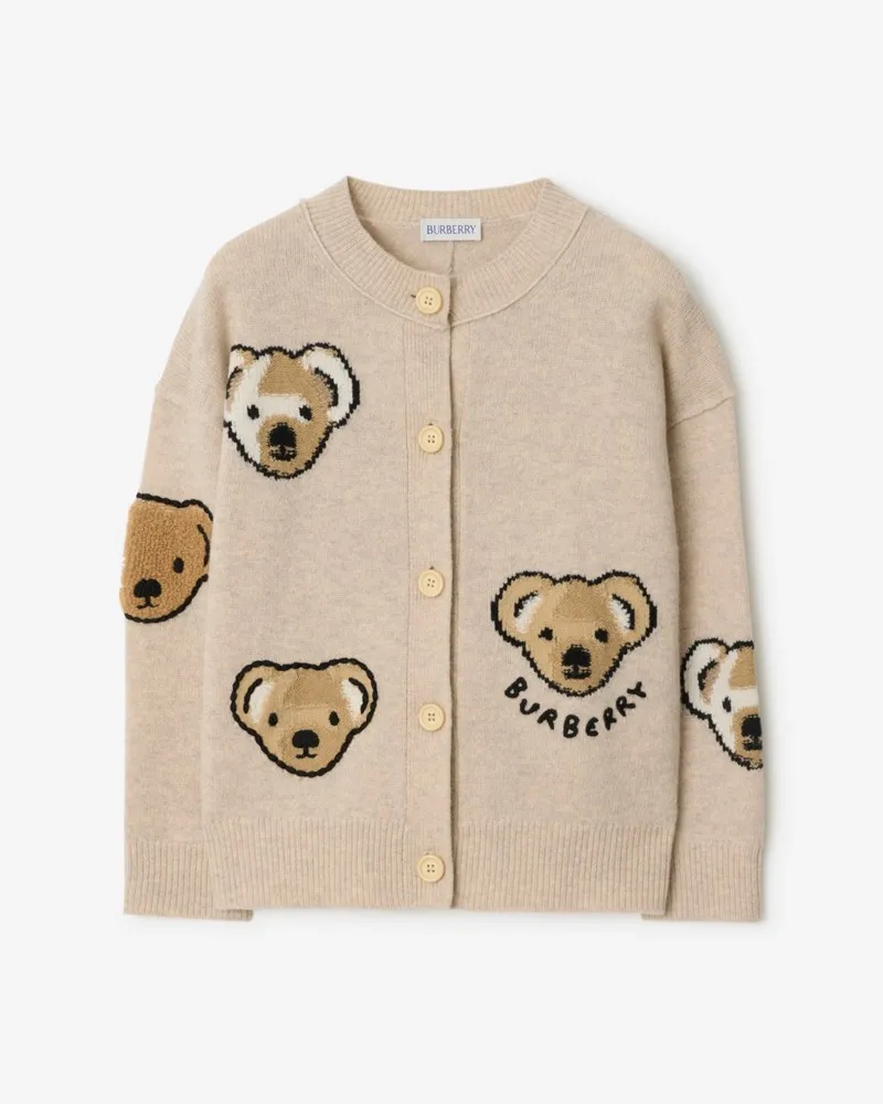 Burberry Wollcardigan mit Thomas Teddybär-Motiv , Size Barley-beige