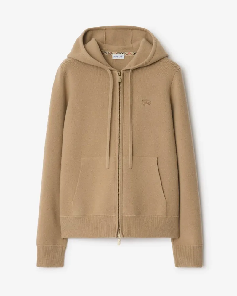 Burberry Kaschmirmisch-Kapuzenjacke , Size Beige