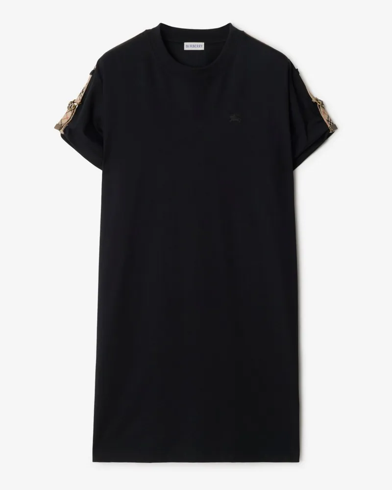 Burberry Baumwoll-T-Shirtkleid mit Check-Besatz Black