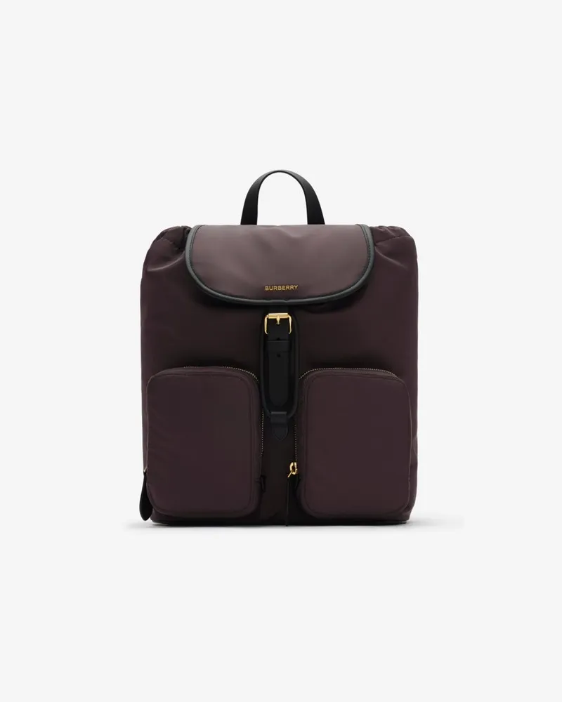 Burberry Mittelgroßer Nylonrucksack Rubus-rot