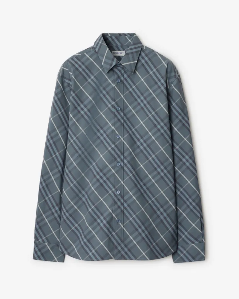 Burberry Klassisch geschnittenes Baumwollhemd in Check Pewter