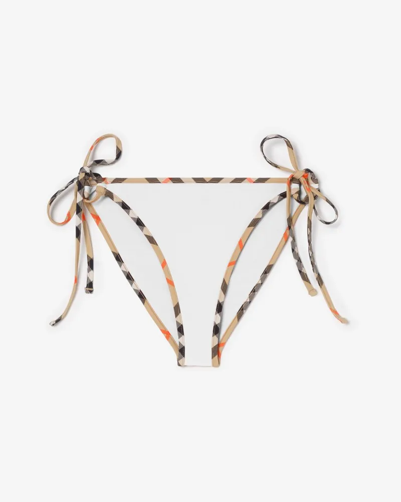 Burberry Bikinihose mit Check-Besatz White