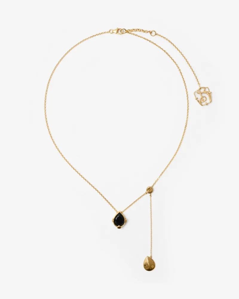 Burberry Kette „Shield“ mit Onyx-Anhänger Gold