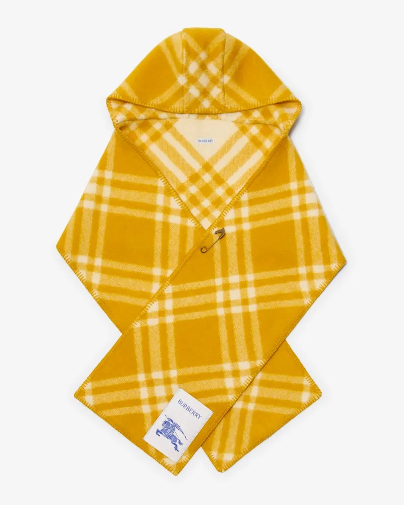 Burberry Kapuzenschal aus Wolle mit Karomuster Pear-gelb