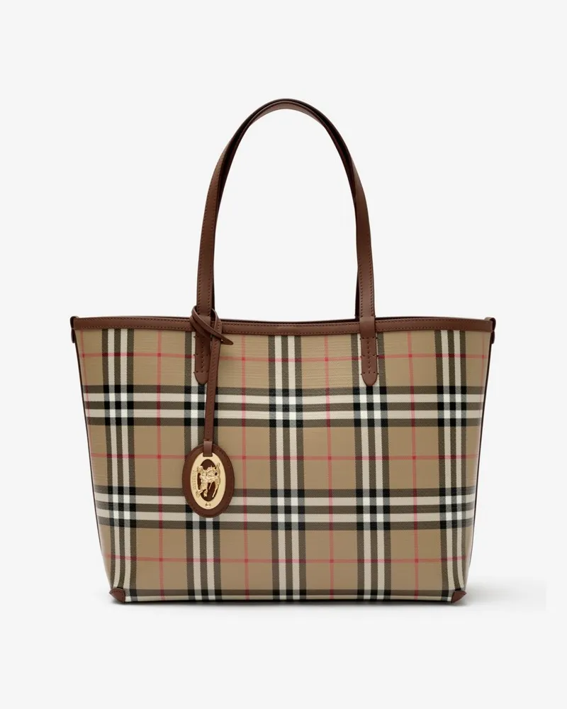 Burberry Kleine Henkeltasche in Check Vintage-beige
