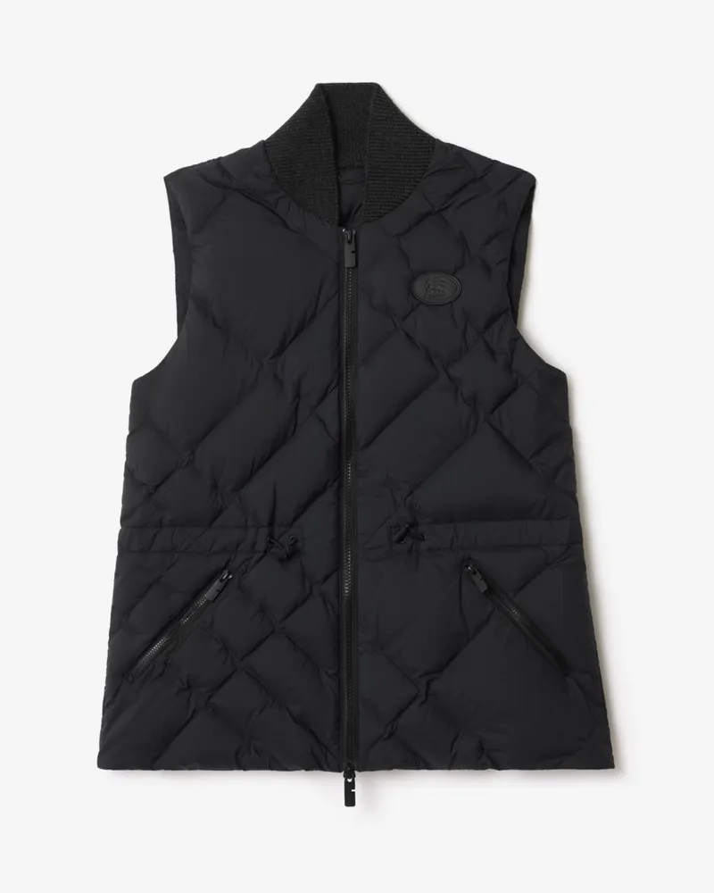 Burberry Nylonweste mit genähtem Karomuster Schwarz