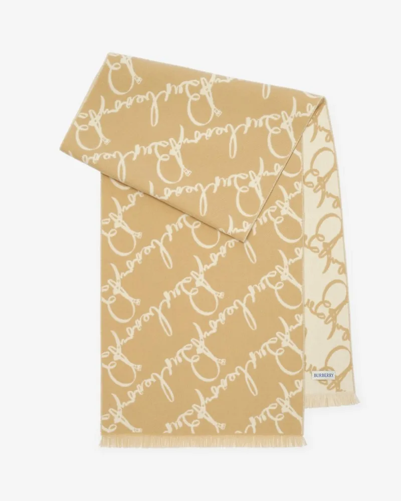 Burberry Wollschal mit Gürtel-Logo Sand-beige