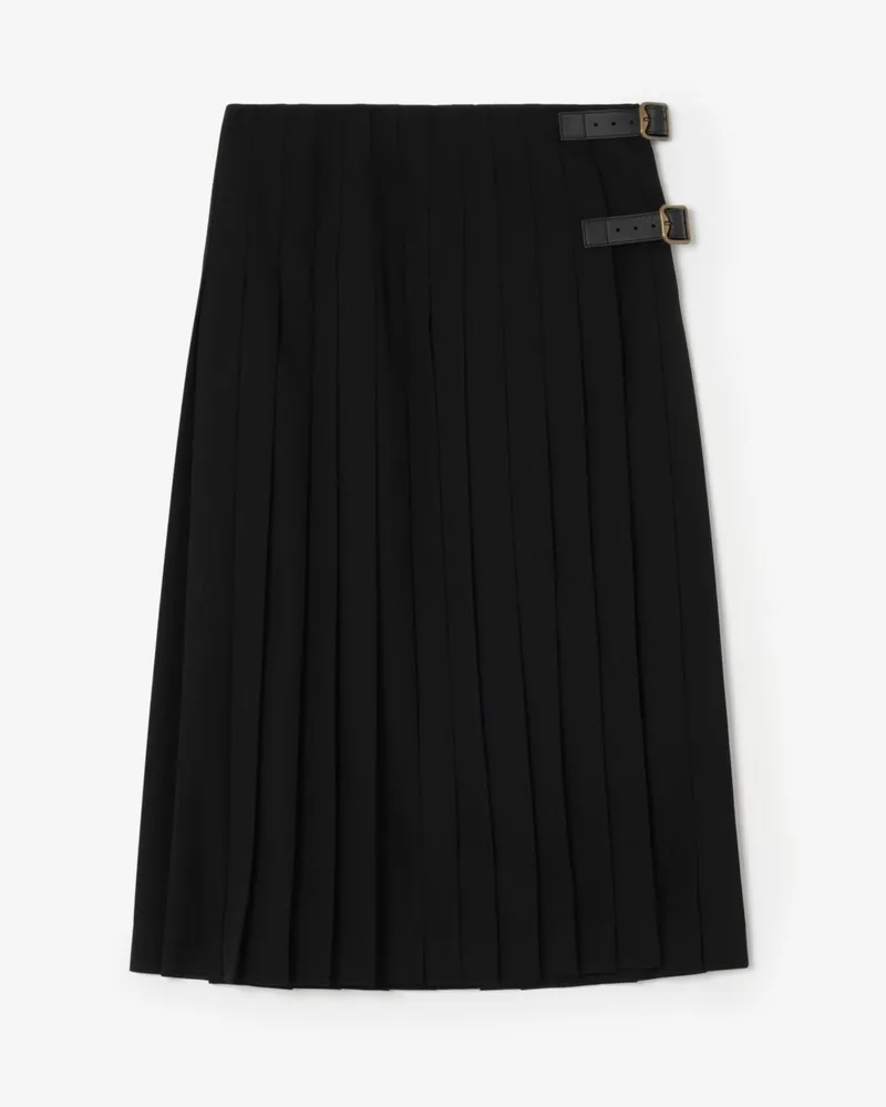 Burberry Midi-Kilt aus Wolle , Size Schwarz