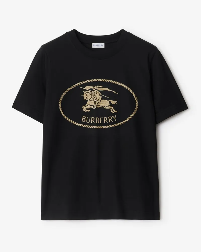 Burberry Baumwoll-T-Shirt mit Knight Stamp Black