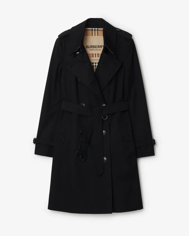 Burberry Mittellanger Heritage-Trenchcoat „Chelsea“ , Size Black