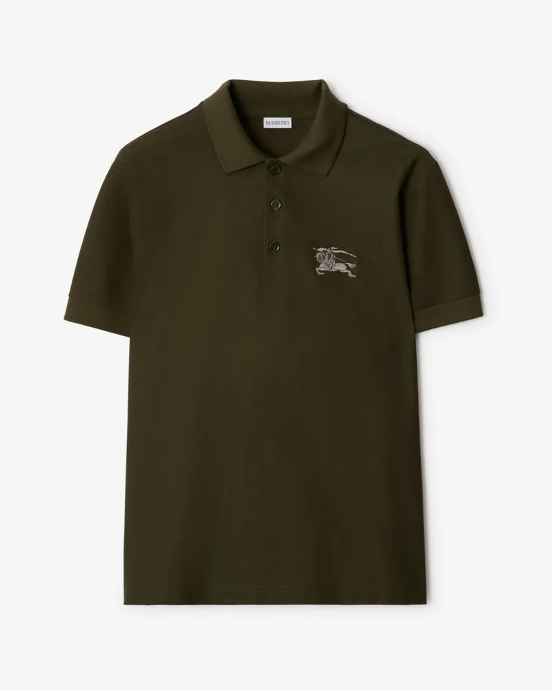 Burberry Baumwoll-Poloshirt mit Metallic-EKD Marsh-grün