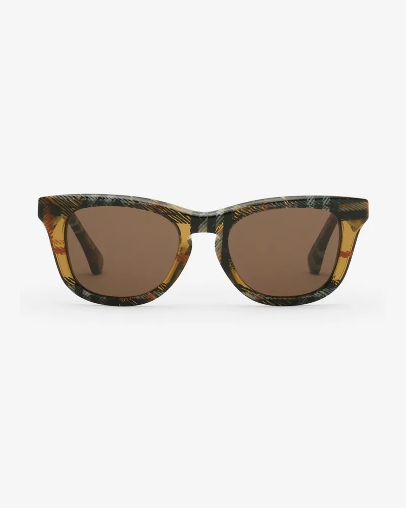 Burberry Sonnenbrille mit eckiger Fassung in Check Helles