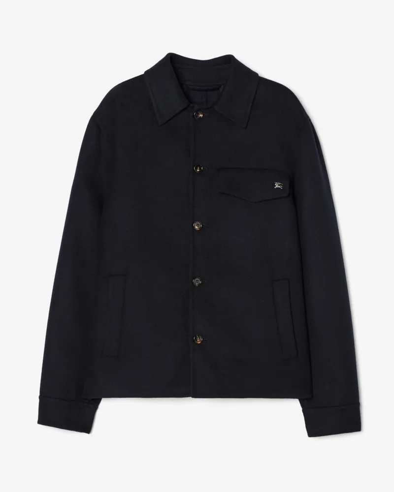 Burberry Hemdjacke „Thorn“ aus Wolle Marineblau