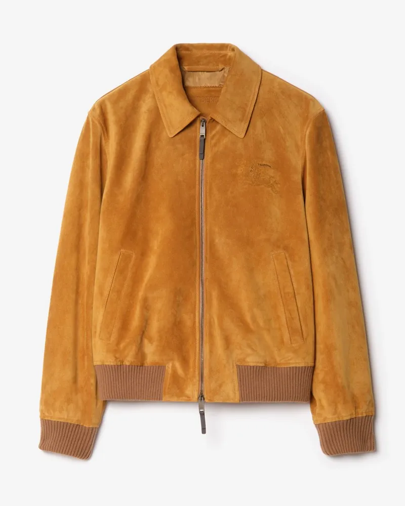 Burberry Harrington-Jacke aus Veloursleder , Size Hellbraun