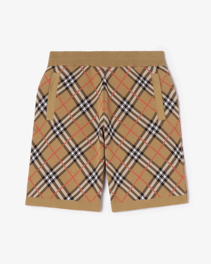 Burberry Baumwollmisch-Shorts in Check Sand-beige