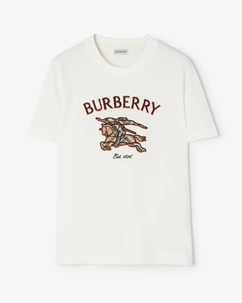 Burberry Baumwoll-T-Shirt mit Knight in Check Chalk